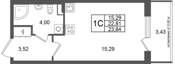 Студия № 154 Корп.: 9 , Секция 5  в ЖК Универ Сити