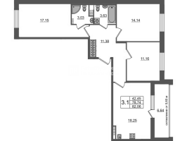 4 ккв (Евро) № 394 Корп.: 11 , Секция 10  в ЖК Универ Сити