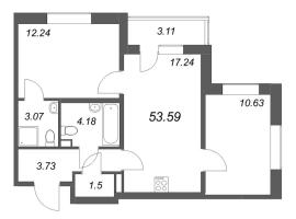 3 ккв (Евро) № 313 Корп.: 7 , Секция 8  в ЖК Универ Сити