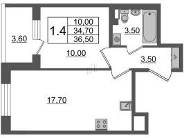 2 ккв (Евро) № 638 Корп.: 4 , Секция 21  в ЖК Универ Сити