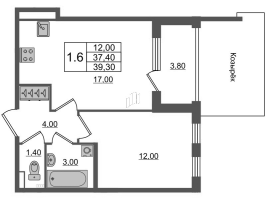 2 ккв (Евро) № 118 Корп.: 1 , Секция 4  в ЖК Универ Сити