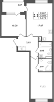 3 ккв (Евро) № 369 Корп.: 10 , Секция 10  в ЖК Универ Сити