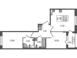 3 ккв (Евро) № 381 Корп.: 11 , Секция 10  в ЖК Универ Сити