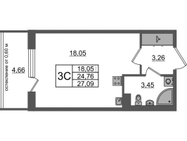 Студия № 331 Корп.: 11 , Секция 9  в ЖК Универ Сити