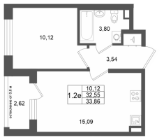 2 ккв (Евро) № 6 Корп.: 7 , Секция 1  в ЖК Универ Сити
