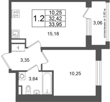 2 ккв (Евро) № 55 Корп.: 9 , Секция 2  в ЖК Универ Сити