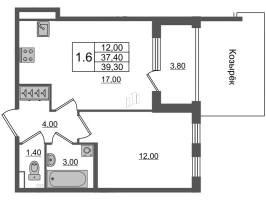 2 ккв (Евро) № 118 Корп.: 2 , Секция 4  в ЖК Универ Сити