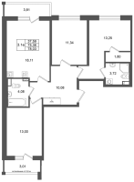 4 ккв (Евро) № 406 Корп.: 7 , Секция 11  в ЖК Универ Сити