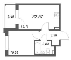 2 ккв (Евро) № 48 Корп.: 7 , Секция 2  в ЖК Универ Сити