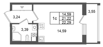 Студия № 333 Корп.: 7 , Секция 8  в ЖК Универ Сити