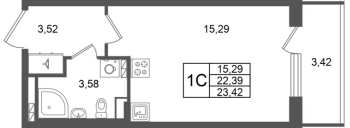 Студия № 167 Корп.: 9 , Секция 5  в ЖК Универ Сити