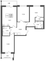 4 ккв (Евро) № 401 Корп.: 7 , Секция 11  в ЖК Универ Сити