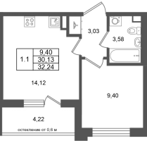 1 ккв № 371 Корп.: 7 , Секция 10  в ЖК Универ Сити