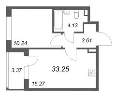 2 ккв (Евро) № 124 Корп.: 7 , Секция 4  в ЖК Универ Сити