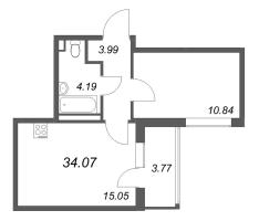 1 ккв № 174 Корп.: 7 , Секция 4  в ЖК Универ Сити