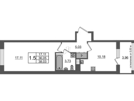 1 ккв № 27 Корп.: 11 , Секция 1  в ЖК Универ Сити