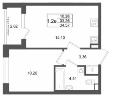 2 ккв (Евро) № 50 Корп.: 7 , Секция 2  в ЖК Универ Сити