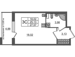 Студия № 484 Корп.: 11 , Секция 13  в ЖК Универ Сити
