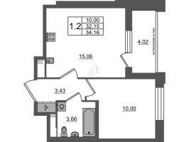 2 ккв (Евро) № 185 Корп.: 12 , Секция 5  в ЖК Универ Сити