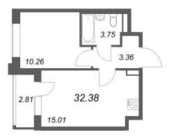 2 ккв (Евро) № 36 Корп.: 7 , Секция 1  в ЖК Универ Сити