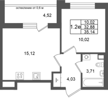 2 ккв (Евро) № 273 Корп.: 7 , Секция 7  в ЖК Универ Сити