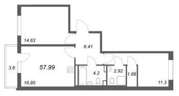 3 ккв (Евро) № 361 Корп.: 7 , Секция 9  в ЖК Универ Сити