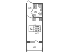 Студия № 96 Корп.: 1 , Секция 3  в ЖК Универ Сити