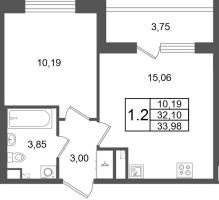 2 ккв (Евро) № 142 Корп.: 9 , Секция 4  в ЖК Универ Сити