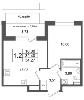 2 ккв (Евро) № 83 Корп.: 9 , Секция 3  в ЖК Универ Сити