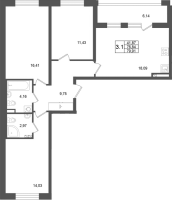 4 ккв (Евро) № 196 Корп.: 9 , Секция 6  в ЖК Универ Сити