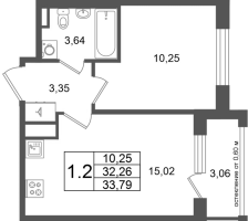 2 ккв (Евро) № 54 Корп.: 9 , Секция 2  в ЖК Универ Сити