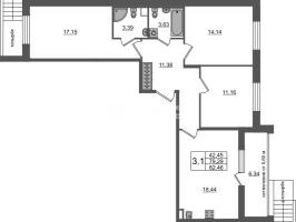 4 ккв (Евро) № 373 Корп.: 11 , Секция 10  в ЖК Универ Сити