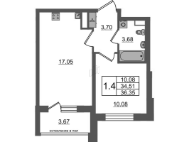 2 ккв (Евро) № 54 Корп.: 12 , Секция 2  в ЖК Универ Сити