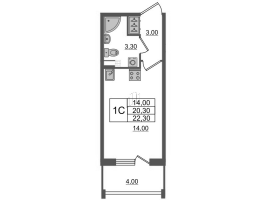 Студия № 85 Корп.: 1 , Секция 3  в ЖК Универ Сити