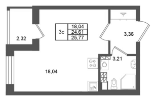 Студия № 166 Корп.: 7 , Секция 4  в ЖК Универ Сити