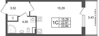 Студия № 155 Корп.: 9 , Секция 5  в ЖК Универ Сити
