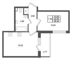 2 ккв (Евро) № 144 Корп.: 7 , Секция 4  в ЖК Универ Сити