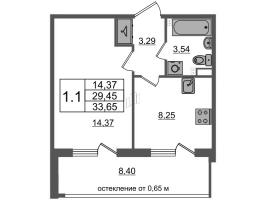 1 ккв № 93 Корп.: 6 , Секция 3  в ЖК Универ Сити