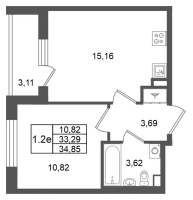 2 ккв (Евро) № 317 Корп.: 7 , Секция 8  в ЖК Универ Сити