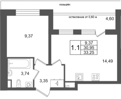 1 ккв № 359 Корп.: 10 , Секция 10  в ЖК Универ Сити