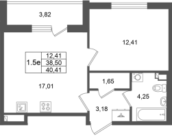 2 ккв (Евро) № 494 Корп.: 7 , Секция 14  в ЖК Универ Сити