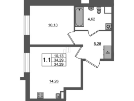 1 ккв № 207 Корп.: 12 , Секция 6  в ЖК Универ Сити