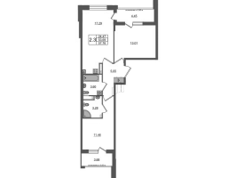 3 ккв (Евро) № 239 Корп.: 12 , Секция 7  в ЖК Универ Сити