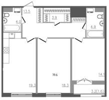 3 ккв (Евро) № 73 Корп.: 1 , Секция 2  в ЖК Upoint