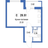 Студия № 440 Корп.: 4 , Секция 2  в ЖК Урбанист