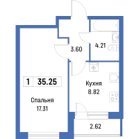 1 ккв № 3 Корп.: 4 , Секция 1  в ЖК Урбанист