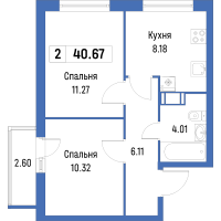 2 ккв № 61 Корп.: 4 , Секция 1  в ЖК Урбанист