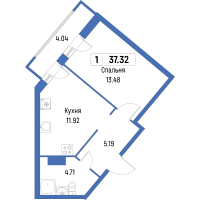 1 ккв № 616 Корп.: 4 , Секция 3  в ЖК Урбанист