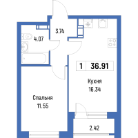 2 ккв (Евро) № 246 Корп.: 4 , Секция 2  в ЖК Урбанист
