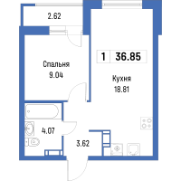 2 ккв (Евро) № 285 Корп.: 4 , Секция 2  в ЖК Урбанист
